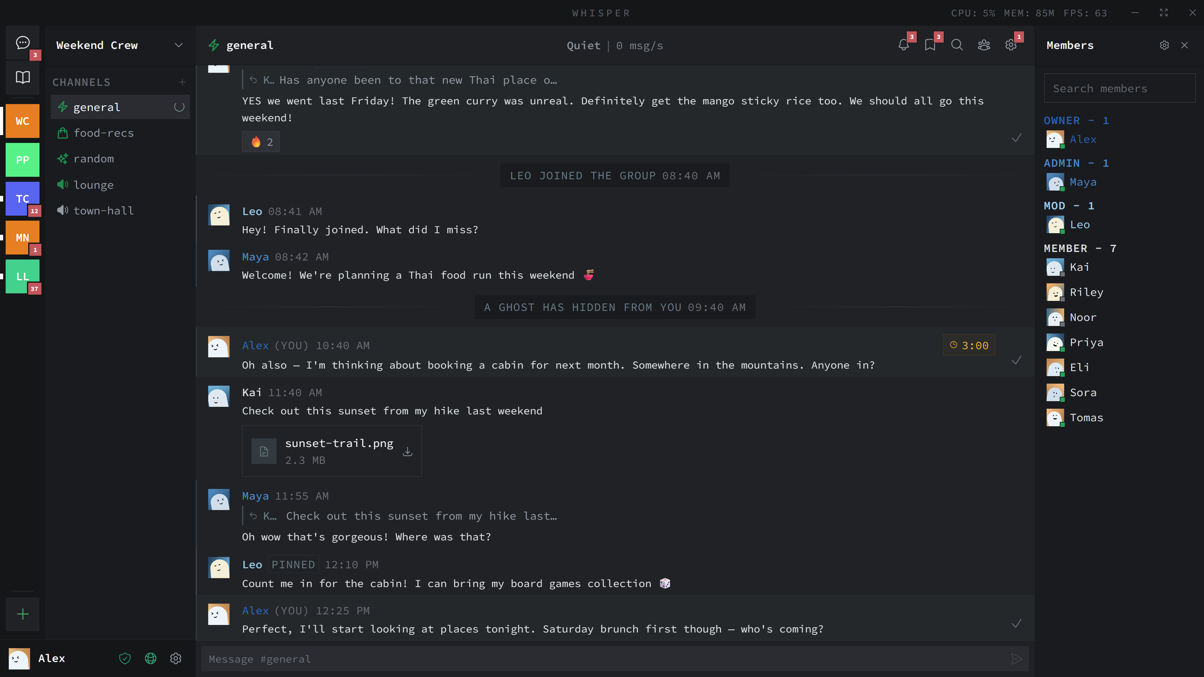 Whisper chat interface